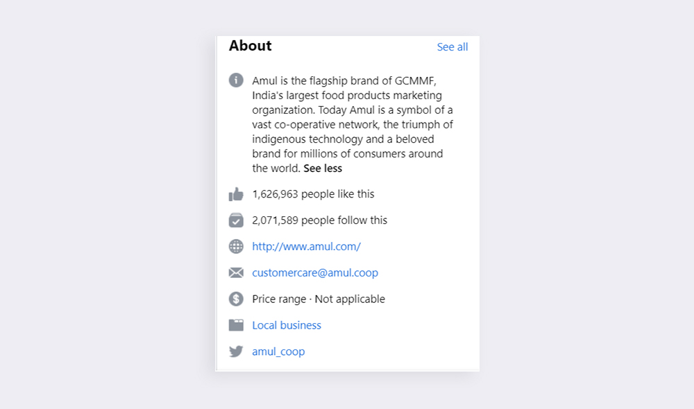 Amul Facebook Handle